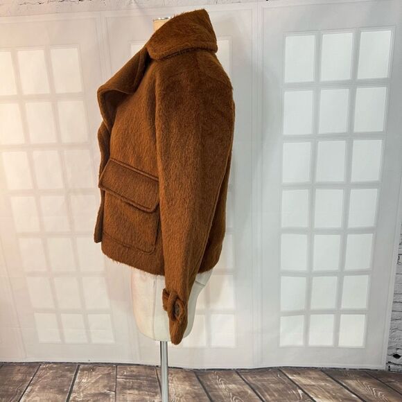 A New Day Brown Two Button Spread Collar Lined Furry Jacket Size Small - Picture 7 of 11